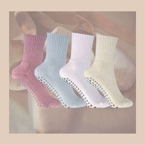 4-Pack Pilates Sock Bundle - Crew Length- One Size Fits All
